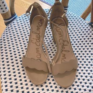 Sam Edelmen, 6.5 tan heeled shoes, worn very few times, good condition